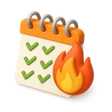 Streak icon: Flame symbol for consecutive study days